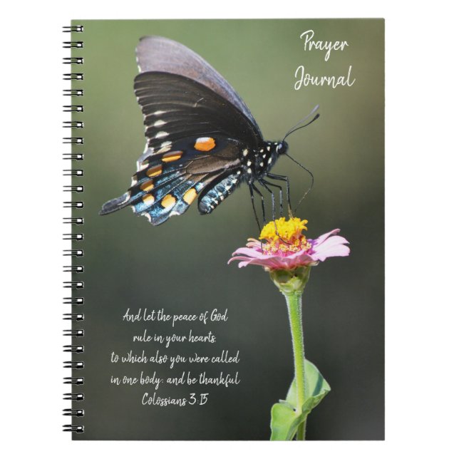 Butterfly Flower Bible Verse Prayer Journal Anteckningsbok (Framsidan)