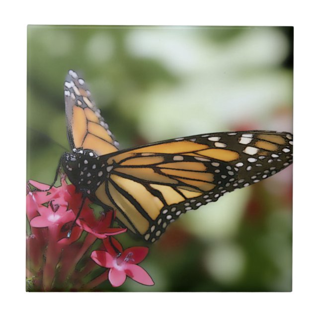 Butterfly Flower Ceramic Tile Kakelplatta (Framsidan)