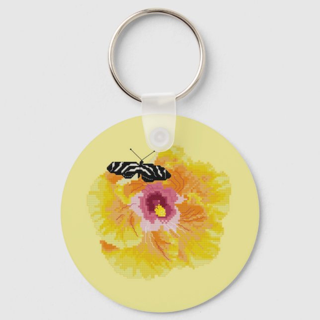 Butterfly Flower Kor Stitch Nyckelring (Framsida)