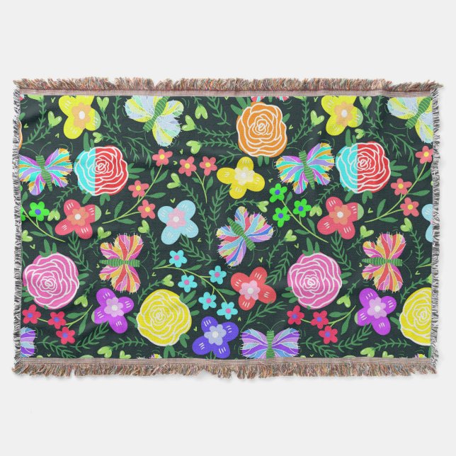 Butterfly Flower Rainbow Filt (Framsidan)