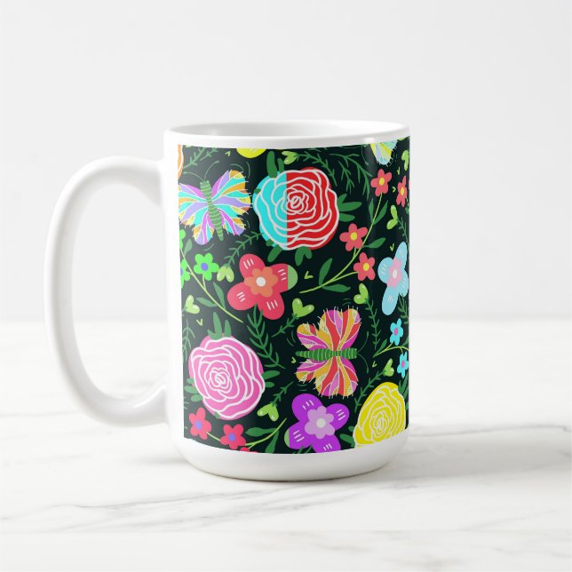 Butterfly Flower Rainbow Kaffemugg (Vänster)