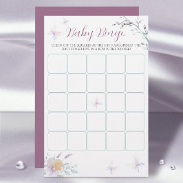 Butterfly Flower Watercolor Baby Shower Bingo-spel