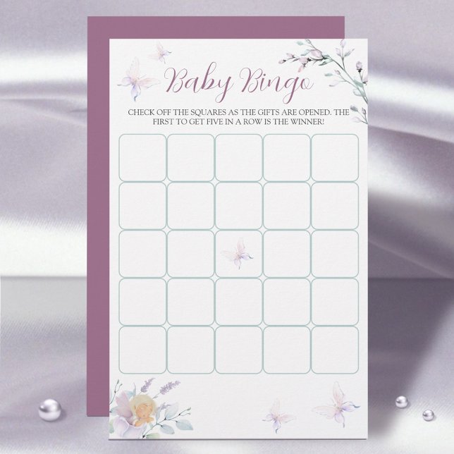 Butterfly Flower Watercolor Baby Shower Bingo-spel (Skapare uppladdad)