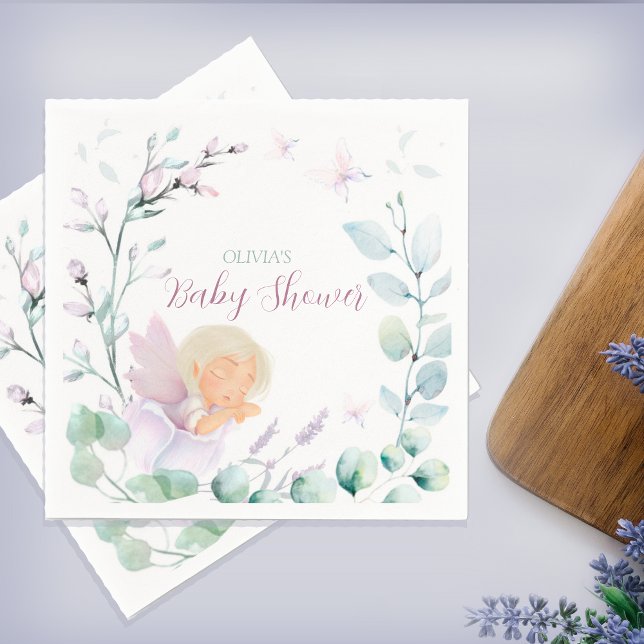 Butterfly & Flower Watercolor Baby Shower Pappersservett (Skapare uppladdad)