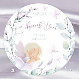 Butterfly Flower Watercolor Baby Shower Tack Runt Klistermärke
