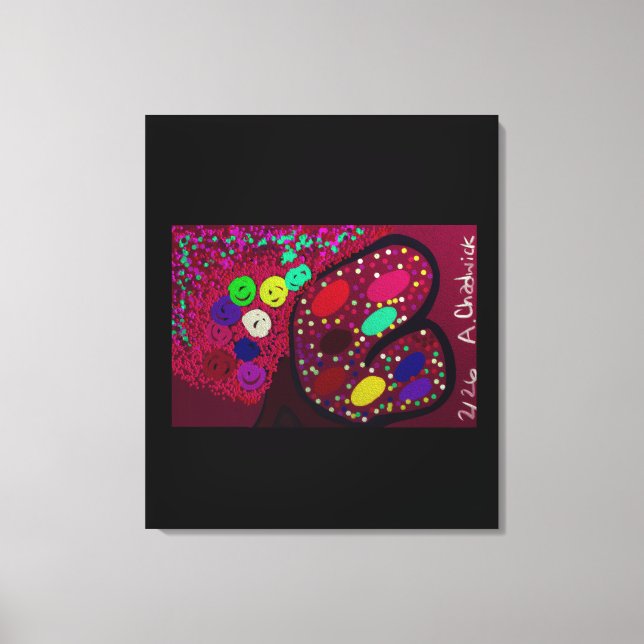 Butterfly Flowering Rose Tree  Canvastryck (Framsida)