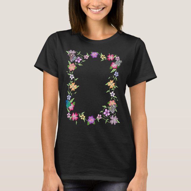 Butterfly Flowers Blooms Blommigt Butterflies Flow T Shirt (Framsida)