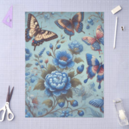 Butterfly Flowers Butterflies Blue Decoupage