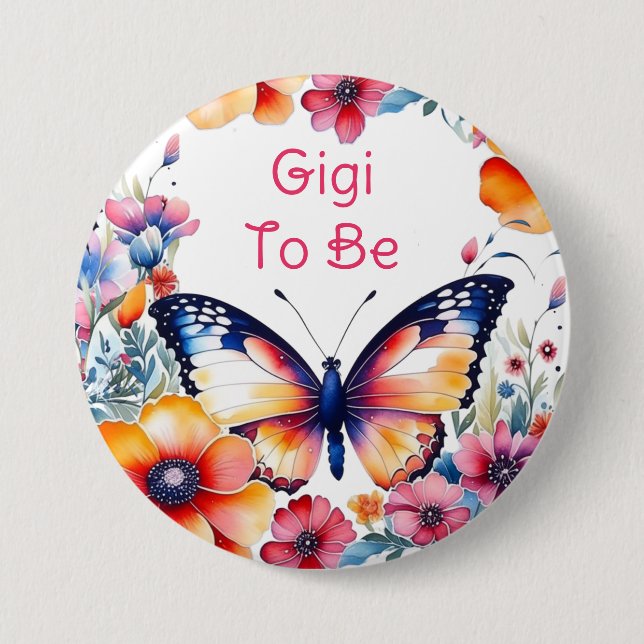 Butterfly Flowers Girl Girl Shower Gigi att bli Knapp (Framsida)