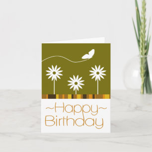 Butterfly Flowers Grattis på födelsedagen Card Kort