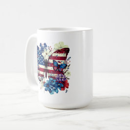 Butterfly, Flowers, Independence day Kaffemugg