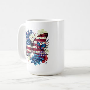 Butterfly, Flowers, Independence day Kaffemugg
