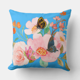 Butterfly Flowers Pillow Kudde