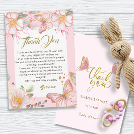 Butterfly & Flowers Rosa Cute - tackkort Tack Kort