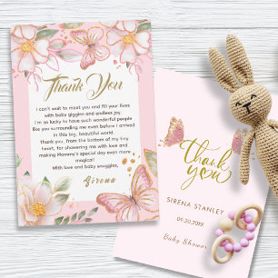 Butterfly & Flowers Rosa Cute - tackkort Tack Kort