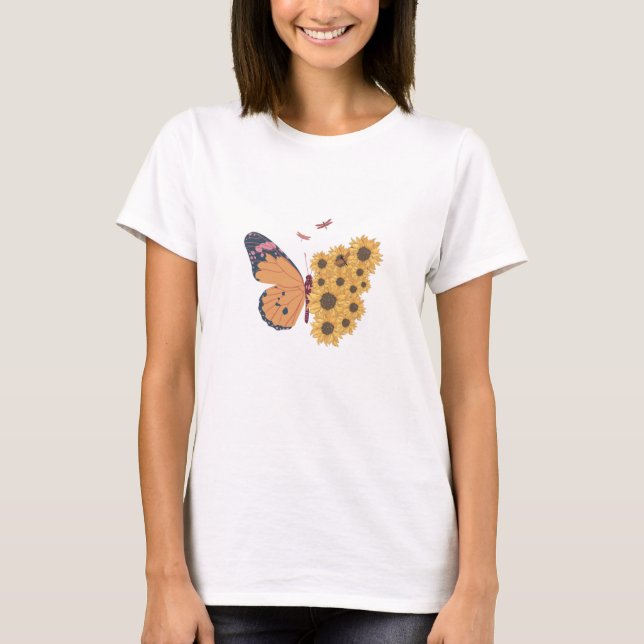 Butterfly Flowers T-Shirt (Framsida)
