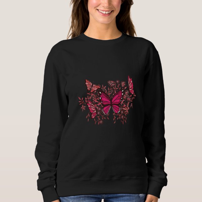 Butterfly Flowers T Shirt (Framsida)