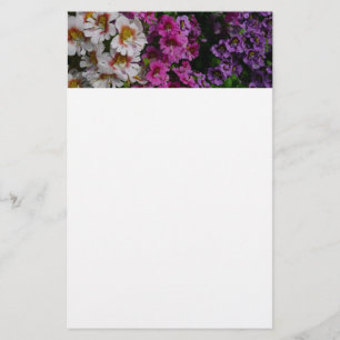 Butterfly Flowers White Rosa och Lila Brevpapper