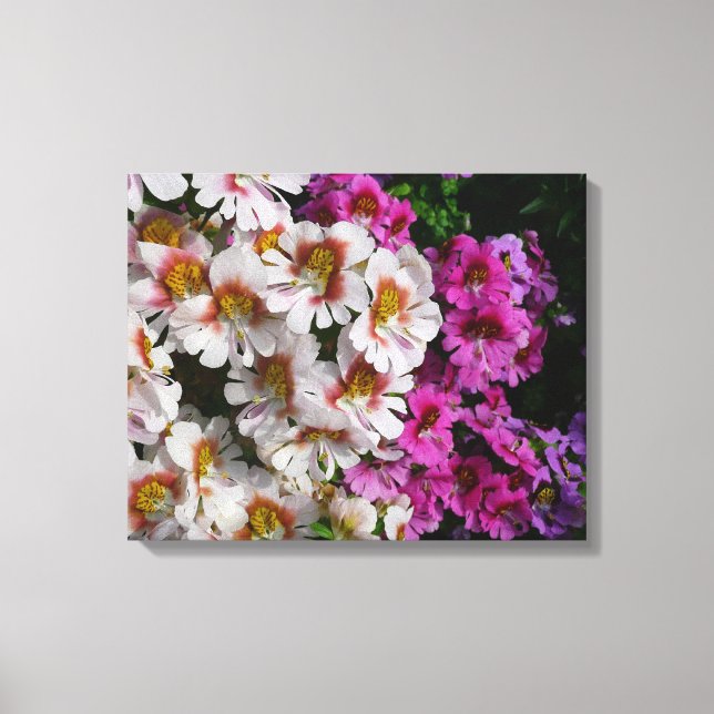Butterfly Flowers White Rosa och Lila Canvastryck (Framsida)
