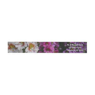 Butterfly Flowers White Rosa och Lila Etikettband