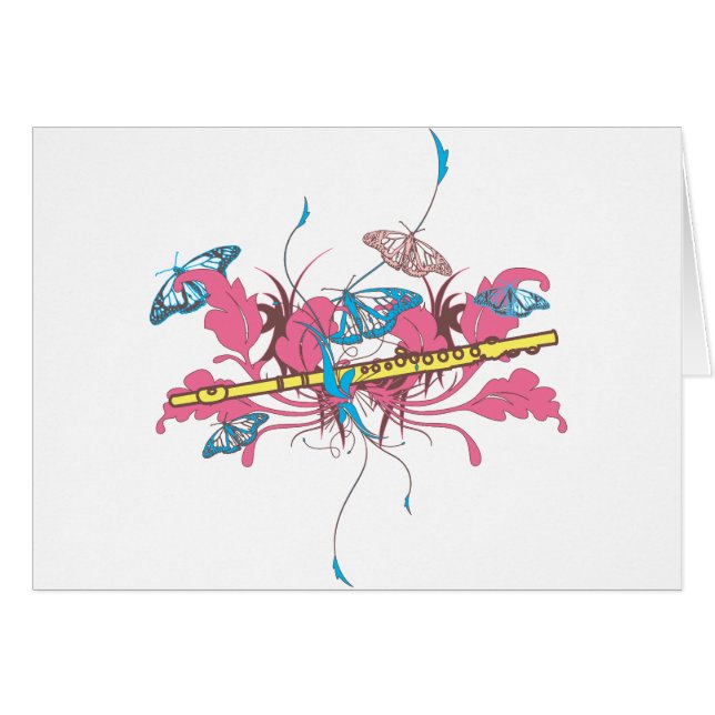 Butterfly Flute Hälsningskort (Framsidan Horizontal)