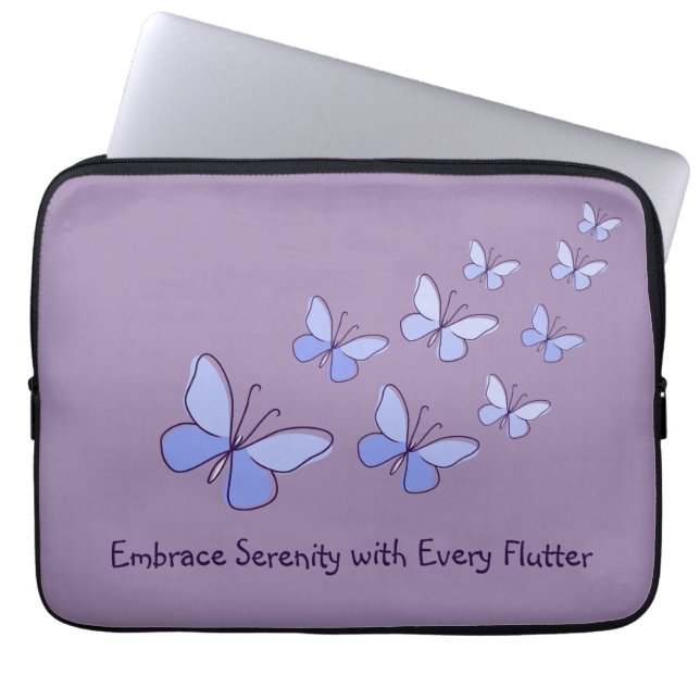 Butterfly Flutter in Blue - Embrace Serenity ... Laptop Fodral (Framsidan)