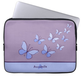 Butterfly Flutter in Blue - Namn & Initial Laptop Fodral
