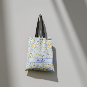 Butterfly Flutters Blue-Personlig Tygkasse