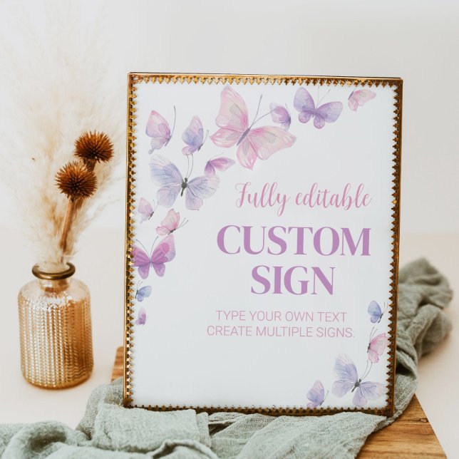 Butterfly Födelsedagsfest Bord Sign Poster (Skapare uppladdad)