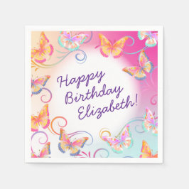 Butterfly Födelsedagsfest Kids Colorful Pappersservett