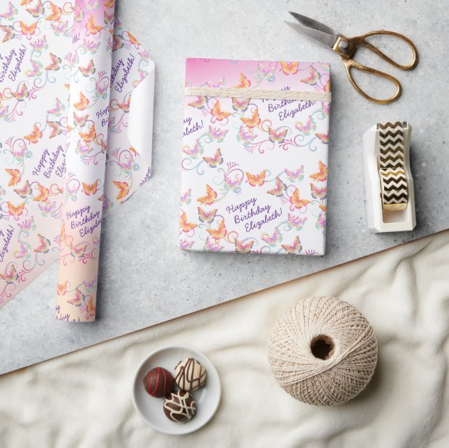 Butterfly Födelsedagsfest Kids Colorful Presentpapper (Hantverk)