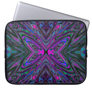 Butterfly för Abstrakten Trippy Magenta, Blue and Laptop Fodral