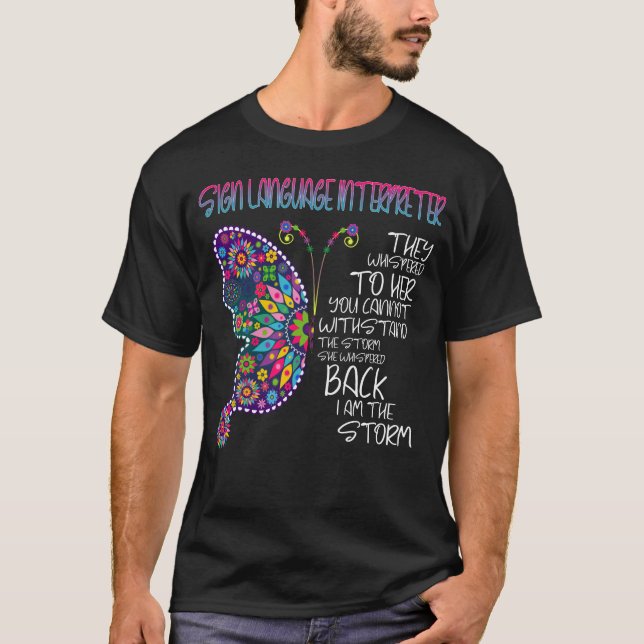 Butterfly för teckenspråkstolk t shirt (Framsida)