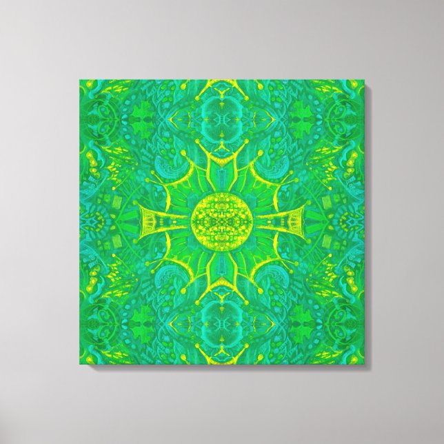 Butterfly Forest Bohemian Arabesque Mandala Gree Canvastryck (Framsida)