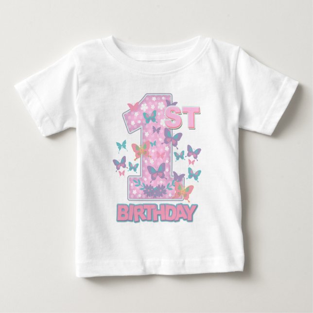 Butterfly Första födelsedagen: en fjäril T Shirt (Framsida)