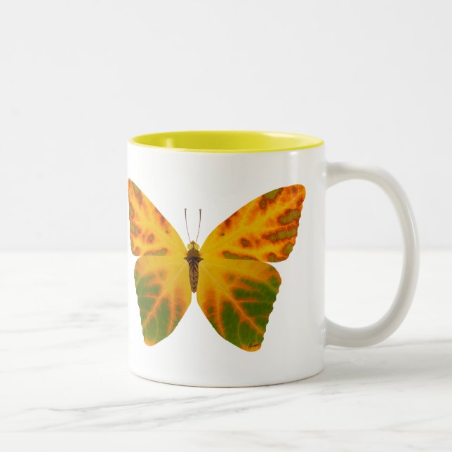 Butterfly från aspen Löv 1 Två-Tonad Mugg (Höger)