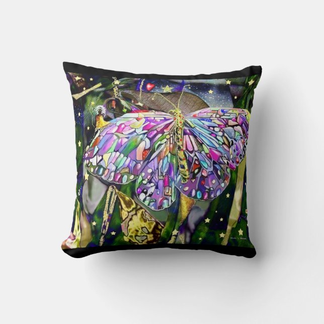Butterfly från guld Löv! Kudde (Framsida)