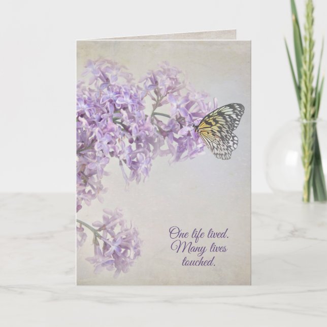 Butterfly från Lilac Flower Sympathy Kort (Framsida)