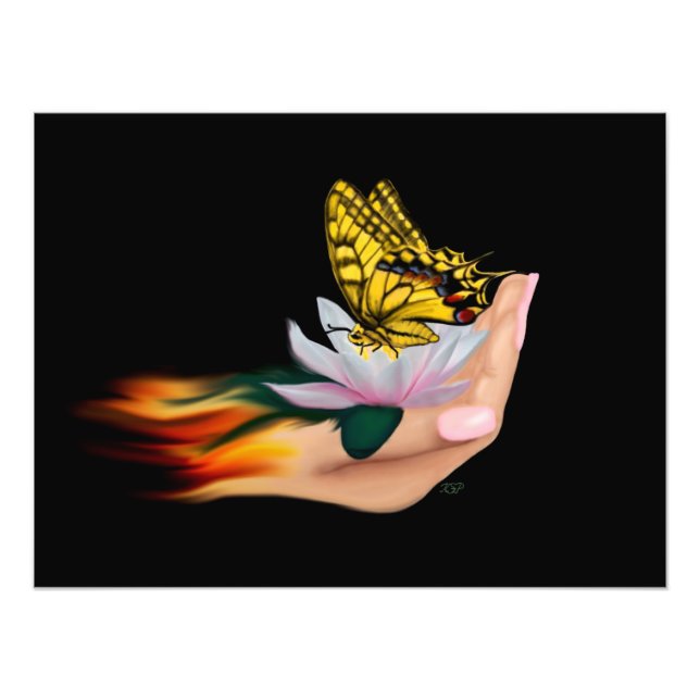 Butterfly från Lotus Bloom Fototryck (Framsidan)