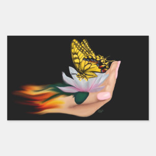 Butterfly från Lotus Bloom Rektangulärt Klistermärke