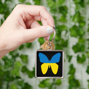 Butterfly från Ukraina Fyrkantig Silverfärgad Nyckelring