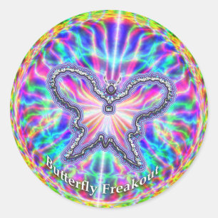 Butterfly Freakout Sticker Runt Klistermärke