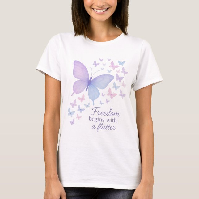 Butterfly Freedom - Watercolor T Shirt (Framsida)