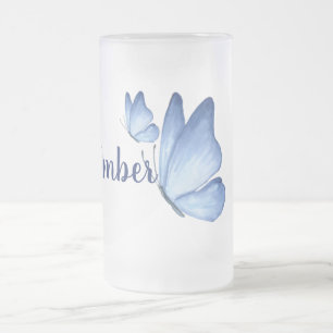 Butterfly Frostat Glass Beer Mugg