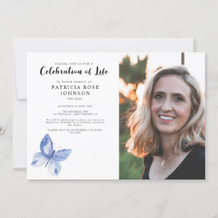 Butterfly Funeral Firande of Life Photo Inbjudningar