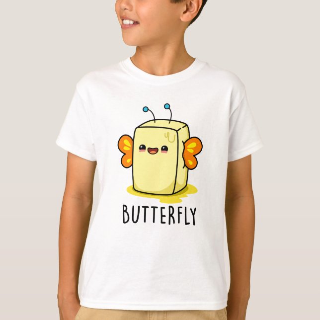 Butterfly Funny Butter with Vingar Pun T Shirt (Framsida)