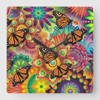 Butterfly Fyrkantig Klocka