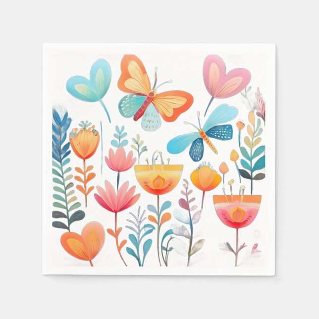 Butterfly Garden 1 Pappersservett (Framsidan)