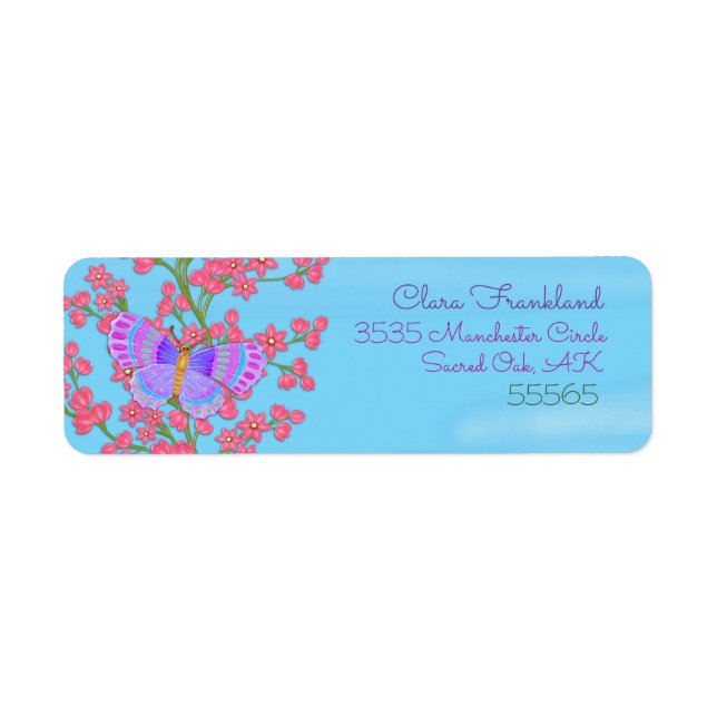 Butterfly Garden 3D Whimsey Returadress Etikett (Framsidan)