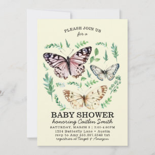 Butterfly Garden Baby Shower Greenery baby inbjuda Julkort